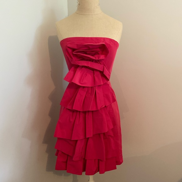 BCBGMaxAzria Dresses & Skirts - BCBGMaxAzria Pink Azalea Ruffle Strapless Dress
